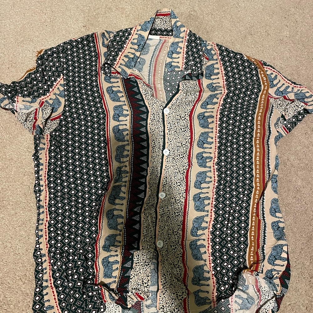 Animal Print sheen button down